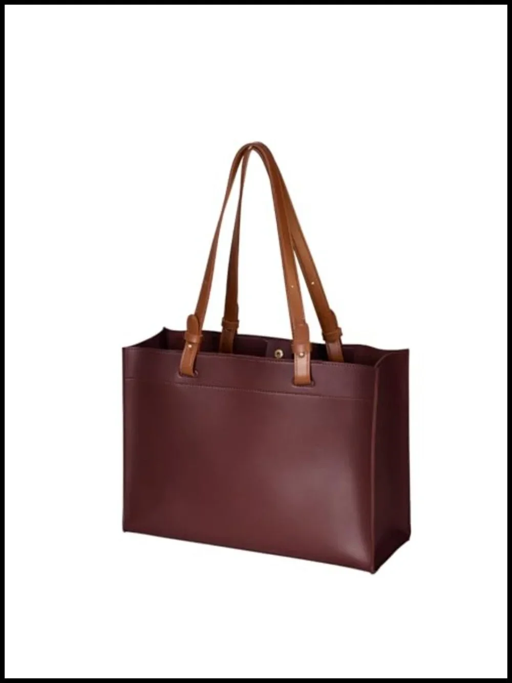 Vegan Leather Convertible Tote Bag with Detachable Pouch